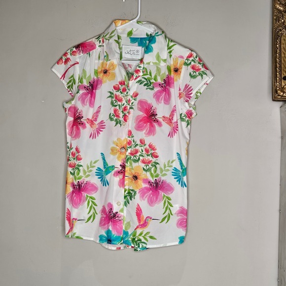 The Cats Pajamas Floral Hummingbird Set Women's Size S Sleepwear - Picture 2 of 15